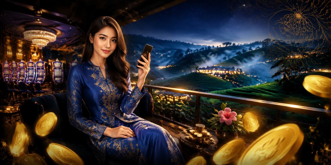 Pengguna bermain kasino mudah alih dengan pakaian tradisional Melayu di platform dewi11