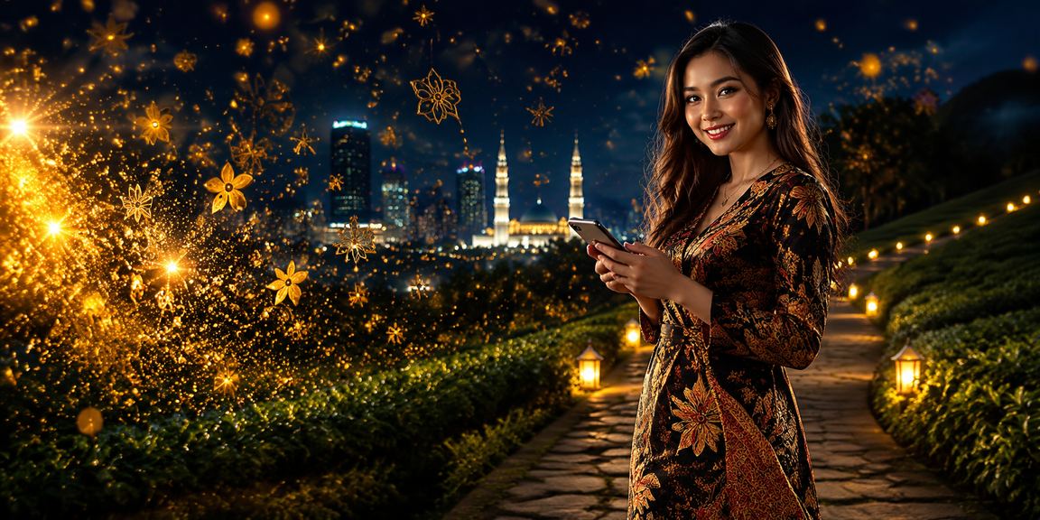 Pemain Selangor memainkan slot dewi11 dengan tema batik tradisional Malaysia pada telefon pintar
